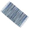 Casatessile Stuoia tappeto multiuso cotone con frange PEZZOTTO Tappeto bagno, cucina in cotone,scendiletto camera duoble face - BLU, 120 cm.