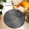 SIMPEX Tappeto Rotondo 160 cm Grigio, tappeto circolare tinta unita, stile moderno, fondo stabile per zona relax