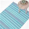 Homescapes - Tappeto a righe Selam Aqua 100% puro cotone, cotone, Blau, 90 x 150 cm