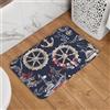 Mexpekil Zerbino con bussola nautica e barca, 40 x 60 cm, antiscivolo, lavabile, tappetino di benvenuto, assorbente, tappetino da cucina, decorazione per la casa, per interni ed esterni