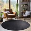 Teppium Tappeto rotondo a pelo corto in stile moderno, lavabile, unicolore, ideale per soggiorno, facile manutenzione, morbido camera da letto e cameretta Misurare: 200 cm Rund Colore: Nero