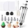 HYEIOL Siringa per guarnire, in acciaio inox, set da 14 pezzi, 400 ml, riutilizzabile, professionale con 6 beccucci per cupcake, decorazione torte, BHQ926