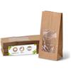 BIOZOYG Sacchetti con fondo quadro S con finestra trasparente biodegradabili 500 pz. Sacchetti di carta Kraft non rivestiti con finestra in plastica bio PLA sacchetti per biscotti tè dolci ecc.
