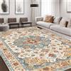 ENEN Tappeto Salotto Pelo Corto, Stampa Stile Turco Persiano Vintage Tappeti Antiscivolo Grande Lavabile in Lavatrice, per Cucina, Camera da Letto, Corridoio, Soggiorno (Colore 4,80x160cm)