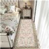 BORKOY Tappeto Runner Passatoia Lungo 2 metri Beige Motivo Floreale Stile Vintage Antiscivolo Lavabile Morbido Tappeti Corridoio per Cucina Camera da Letto Soggiorno Ingresso Interno 50x200cm