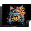 KitchenYeah© Copri Piano Cottura Coprifornelli Tappetino per Induzione | 70x52 cm - Fornello Tutto per la Cucina Gatto - Graffiti - Colore - Cialda - Cibo