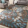 Mengjie Home Lavabile Tappeti di Design per Salotto Spessore Marrone 7mm Fondo Foglia Blu Arredamento Interno Yoga Tappeto Soggiorno e Camera da Letto,160x230CM
