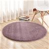 YAOTT Tappeto Shaggy Rotondo Tappeti Soggiorno a Pelo Lungo Antiscivolo Lavabili Moderni Fluffy Tinta Unita Tappeto per Salotto, Tavolino Salotto, Camera da Letto Viola grigio Diametro 140CM