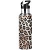 Fuauuyl Borraccia termica in acciaio inox con stampa leopardata, a prova di perdite e sudore, con cannuccia, per palestra, sport all'aperto, 1000 ml