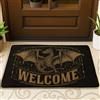 Generic Zerbino con drago, fantasia vintage con stelle di benvenuto, nessuno nero, antiscivolo, cattura lo sporco, decorazione per esterni, porta d'ingresso, patio, 73 x 43 cm