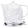 Maestro Electric Kettle White Ceramic Cordless Kettle Teapot 1 L + UK Adapter