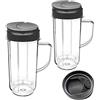 ZSLMX Bicchiere frullatore, parte di ricambio Coperchi ribaltabili Bicchieri alti 22 once con manico per Magic Bullet 250w Tazze e bicchieri On-The-Go Frullatore, Bicchieri per succo (2 pezzi)