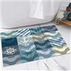 EMFSLA Tappeto Bagno,Tappetino Antiscivolo per Il Bagno,Motivo a onde a tema marino nautico in scatole stile patchwork. a strisce qua,Soffice Tappeto da Bagno in Microfibra,Assorbente,40x60 CM