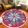 Tomifine Rotondo Tappeto con Nappe Mandala Motivo Tappeti Tessuto Bohémien per Soggiorno, Camera da letto, Lavabile (80 cm,Rosso Grigio)