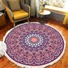 Tomifine Rotondo Tappeto con Nappe Mandala Motivo Tappeti Tessuto Bohémien per Soggiorno, Camera da letto, Lavabile (80 cm,Viola)