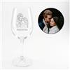 Monsieur TSHIRT Bicchiere da vino con foto e testo disegnato a tratto personalizzato, cristallo, trasparente, 35 cl, vetro inciso