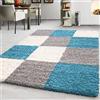 Teppium Tappeto a pelo lungo per soggiorno a design a quadri per camera da letto, sala da pranzo e cucina morbido e soffice, facile da pulire Misurare: 120 x 170 cm Colore: Turchese