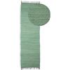 carpetfine Tappeto a tessitura Kilim Chindi Uni passatoia verde 80x300 cm, tessuto a mano | Tappeto moderno reversibile in cotone per soggiorno e camera da letto con frange
