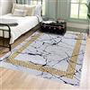 Mazovia Tappeto Salotto Moderno - Tapeto Stampato a Pelo Corto - Morbido Tappeto Camera da Letto - Antiscivolo Tapeto TOSCANA - Tappeto Salotto Motivo Marmo Astratto - Grigio Oro 140x200cm