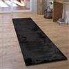 Paco Home Tappeto Salotto Pelo Lungo Corridoio Camera Da Letto Shaggy Morbido Tappeto Finta Pelliccia Moderno Monocolore, Dimensione:80x150 cm, Colore:Nero