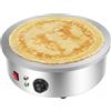 Tenddya Crepiera Elettrica 45 cm Ø, Crepe Maker Professionale in Ghisa da 3 kW, Apparecchio da Banco con Regolazione della Temperatura Senza Scatti 50-300 °C, Incl. Spatolatoio & Spatola, 220 V per Cucina