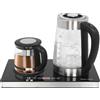 Chynalys Bollitore elettrico, 2,5 l, bollitore elettrico a doppia fiamma con 5 impostazioni di temperatura e schermo LCD, 1800 W, bollitore trasparente con base Touch Control