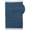 carpetfine Tappeto a tessitura Kilim Chindi Uni blu 140x200 cm, tessuto a mano | Tappeto moderno reversibile in cotone per soggiorno e camera da letto con frange