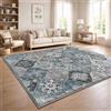 Paco Home Tappeto Soggiorno Vintage Pelo Corto Stile Boho Lavabile Antiscivolo Facile Da Pulire Design Retro Moderno, Colore:Turchese, Dimensione:160x220 cm