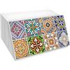Lupia - Portapane White TILES, Artistico con Stampa, Contenitore per Cibo Secco, Apertura Frontale, Finestra Aerata, Made in Italy, Dimensioni 30x40x20 cm, Multicolore, Legno