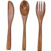 TOTITOM Set di 3 cucchiai di forchetta con coltello in legno, kit di utensili per la cena in legno Phoebe con manico dritto riutilizzabile, set di cucchiai e forchette per uso domestico