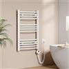 EMKE Scaldasalviette Elettrico per Bagno 75 x 50 cm, Radiatore Curvato con WIFI Termostato, Scaldasalviette, Supporto Porta-Asciugamani Elettrico, Bianco, 300 Watt