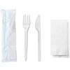 marketcaffe 100 pz Set posate biodegradabili e compostabili, Forchetta e coltello imbustato singolarmente con tovagliolo, Bis Posate