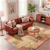 TESSO LIVING Kelim Patchwork Tappeto Soggiorno Rosso 155 X 225 cm, Tappeto Salotto Moderno a Pelo Corto, Super Morbido