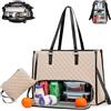 Generic Borsa Tote Donna 2 in 1 con Scomparto Termico per Pranzo, Grande da Lavoro 40cm Impermeabile, Borsa per Ufficio Viaggi Scuola Quotidiano (Bianco sporco)