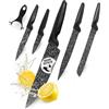 GOURMETmaxx Set di 6 coltelli da cucina con rivestimento antiaderente | coltello da cucina, pane, trinciare, pelapatate e pelapatate in ceramica per tagliare facilmente verdure, carne, pesce, pane