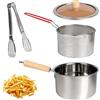 Clyfanesy Pentola per Friggere, Pentolino Friggitrice con Cestello in Acciaio Inox, Pentola con Scolapasta Incorporato 2500 ml, Mini Friggitrice ad Olio Multifunzione, per Stufe a Gas e Fornelli a Induzione