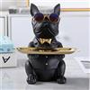 Fiorky Scultura portaoggetti Bulldog, Resina Cool Dog Bulldog Francese Statua Decorativa Vassoio portaoggetti Ornamento Chiave Porta Snack Figurina di Arte Moderna Decorazioni for la casa De