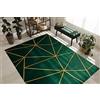 rugsx Tappeto esclusivo EMERALD Tappeto glamour, tappeto elegante per soggiorno, camera da letto, ufficio, guardaroba, Geometrico verde bottiglia/oro 120x170 cm