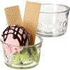 MamboCat Gelato - Set di 2 bicchieri da gelato in vetro, 150 ml, Ø 9 cm, ciotola da dessert, bicchieri da ghiaccio cilindrici con rilievo, cornice e scritta, trasparenti