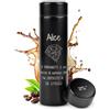 Maverton Thermos per Tè e Caffè - 450 ml - incisione personalizzata - acciaio inossidabile - 100% a prova di perdite - indicatore di temperatura - regalo Donna - diamante