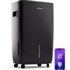 Klarstein DryFy Connect 60L Deumidificatore WiFi, 60L/24h, Serbatoio 8L, Timer 24h, Casa 50 mq, Bagno, Camera da Letto, Controllo App, Oscillazione, Auto Spegnimento, Antracite