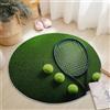 Generic Tappeto Salotto Rotondo Diametro 120 cm, Moderno Sport Tennis Racchette Stampa Antiscivolo Tondo Moquette, Soggiorno Bambini Camera,Cucina,Bagno,Domestica Decor Tappeti Colorato