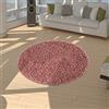 Paco Home Tappeto Shaggy a pelo corto per soggiorno o camera da letto in diversi design, colori e misure, Dimensione:Ø 120 cm tondo, Colore:Pink 4