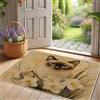 Generic Zerbino con gatto siamese e floreale, beige, per interni ed esterni, decorazione primaverile, in gomma antiscivolo, impermeabile, facile da pulire, assorbe la polvere, 73 x 43 cm