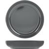 H&H Stoccolma Set 12 Piatti Fondi, Stoneware, Grigio, 22cm
