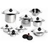 MRcasalinghi Batteria Pentole Maxi 18 Pezzi in Acciaio Serie Dietetic Bavaria Ottingher