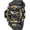 SMAEL 8072 Orologio da polso sportivo da uomo con robusta durata, caratteristiche versatili e prestazioni affidabili, preparati per l'avventura (oro nero), Nero oro