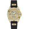 Guess US - Orologio multifunzione da donna in silicone dorato e nero