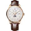 LOBINNI Orologio da uomo in acciaio inox, automatico, meccanico, alla moda, di lusso, impermeabile, con calendario settimanale, mese e cinturino in pelle, Oro-Bianco
