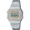Casio Orologio digitale unisex al quarzo con cinturino in acciaio inox 1056718, beige, Bracciale